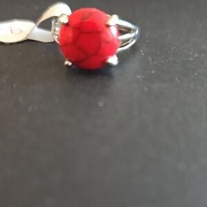 Elegant Red Stone Silver Ring